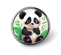 Broches et insignes pour hommes et femmes - Badge rond en métal Panda et étoile pour chemises, vestes et chapeaux
