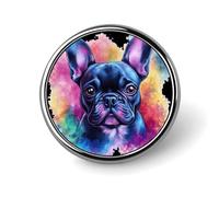 Broches et pins bouledogue français aquarelle pour femmes et hommes, porte-badge rond pour vêtements, sacs, sacs à dos, chapeaux