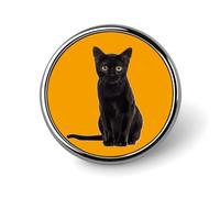 Broches et pins chat noir pour femmes et hommes, porte-badge rond pour vêtements, sacs, sacs à dos, chapeaux