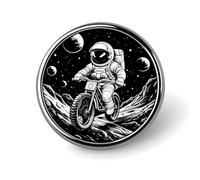 Broches et pins en forme d'astronaute mignon à vélo pour femmes et hommes, porte-badge rond pour vêtements, sacs, sacs à dos, chapeaux