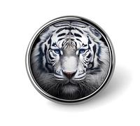 Broches et pins en forme de tête de tigre blanc pour femmes et hommes, porte-badge rond pour vêtements, sacs, sacs à dos, chapeaux