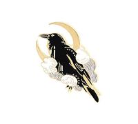 Broches Et Pins Pour Femme Fleur Corbeau Créatif Animal Broche Tendance Noir Plume Corbeau Frolic Mode Vêtements Intéressant Broche Attache Pins (E, One Size)