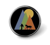 Broches et pins Sasquatch Unicorn Sunset pour femmes et hommes, porte-badge rond pour vêtements, sacs, sacs à dos, chapeaux
