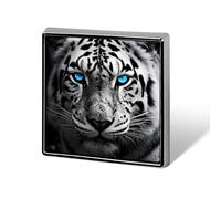 Broches et pins tigre blanc sauvage pour femmes et hommes, porte-badge carré pour vêtements, sacs, sacs à dos, chapeaux