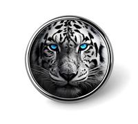 Broches et pins tigre blanc sauvage pour femmes et hommes, porte-badge rond pour vêtements, sacs, sacs à dos, chapeaux