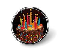 Broches « Joyeux anniversaire » en forme de gros gâteau, broche ronde tendance, badge bouton mignon en alliage pour chapeau, chemise, vêtements et sacs.