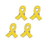 Broches, lot de quatre broches à nœud, broche logo jaune - 2,8 x 2 cm, pour la décoration des vêtements. Campaignez pour prévenir et prévenir la sensibilisation du cancer chez les femmes et les hommes