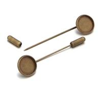 Broches métalliques, épingles à fermoir, Base de broche en métal for cabochon 12 mm multicolore, 10 pièces(Antique Bronze)