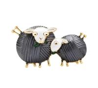 Broches mignonnes en forme de mouton mangeant de l'herbe, en émail, 4 couleurs, for fête, décontractées(Black)