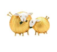 Broches mignonnes en forme de mouton mangeant de l'herbe, en émail, 4 couleurs, for fête, décontractées(Yellow)