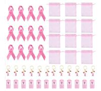 Broches Octobre Rose en Satin avec épingles à Nourrice, Pins Ruban Rose Cancer du Sein pré-découpé pour Sensibilisation au Cancer du Sein pour Femme et Homme, 2025 Accessoires (Pink+4 Types 12 Each)