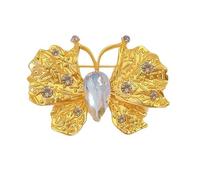 Broches papillon dorées pour femme - Accessoires de mode polyvalents - Broches tendance unisexes - Texture en alliage pour le quotidien - Broche pour femme, taille unique, Comme décrit