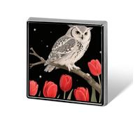 Broches personnalisées de 2,5 cm avec hibou et fleur rouge, idéales pour costumes, hommes et femmes. Broches vintage pour sacs, vestes, sacs à dos, chapeaux. Collection de badges à boutons. Cadeaux -
