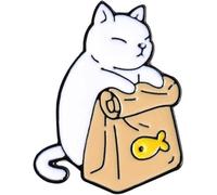 Broches Pin Cute Cartoon Émail Pin Badge Pin Noir Blanc Chats Collier Broche Bijoux Accessoires Revers Broche (Blanc)