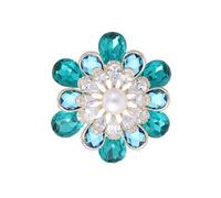 Broches pour femmes, 14K Gold Double Layer High-end Moissanite Flower Brooch, Sweater Accessory, Multi-purpose Pin(Green)