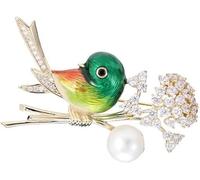 Broches pour femmes, 14K Gold Lucky Magpie Brooch, Moissanite & Oil Drop Design High-End Pin, Anti-Loss Buckle for Suit Collar(Gold)