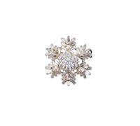 Broches pour femmes, 14K Gold Moissanite Snowflake Brooch, White and Green Gemstone Pin, High-End Elegant Gift for Women(Yellow Gold)