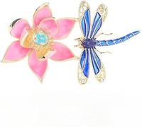 Broches pour femmes, 14K Gold Mother-of-Pearl Dragonfly Brooch, Inlaid with Moissanite, A Suit Accessory(Multicolor)