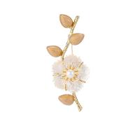 Broches pour femmes, 14K Gold Traditional Plum Blossom Brooch, Freshwater Pearl and Moissanite Pin, High-End Magnolia Shell Design for Women(Gold)