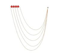 broches pour femmes au Royaume-Uni， Broche à chaîne pompon multicouche for femmes et hommes, bijoux de fête mariage(Gold Red)