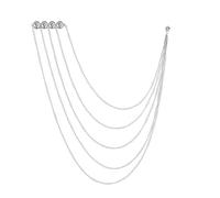 broches pour femmes au Royaume-Uni， Broche à chaîne pompon multicouche for femmes et hommes, bijoux de fête mariage(Sliver White)
