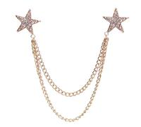 broches pour femmes au Royaume-Uni， Broche chaîne double étoile à cinq branches for hommes et femmes, badge de costume, mode décontractée, bijoux fête