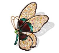 Broches pour jupes, pulls, écharpes, revers, chapeau, vintage, alliage, goutte d'huile, incrusté de zircon, grande broche papillon 8 x 6 cm