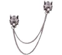 Broches Punk Chaîne Loup Broche Broches pour Hommes Costume Broche Col Décoré Tête De Loup Chemise Accessoires