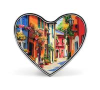 Broches représentant des maisons et des fleurs italiennes, pour femmes et hommes. Badges en forme de cœur mignons à porter à la boutonnière pour fêtes et mariages.