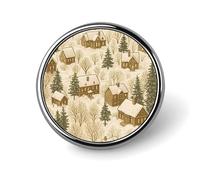 Broches représentant un village enneigé au crépuscule, pour robes, chemisiers et débardeurs décolletés. Décoration textile.