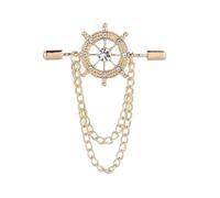 Broches rétro gouvernail broche broche gland chaîne costume chemise Badge collier épinglette for hommes et femmes bijoux(Gold)