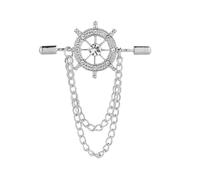 Broches rétro gouvernail broche broche gland chaîne costume chemise Badge collier épinglette for hommes et femmes bijoux(Sliver)