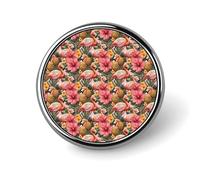 Broches rondes à imprimé ananas et flamant rose pour sac à dos, style hawaïen, pour vêtements, chapeaux, décoration, badge rond en métal, épingle à revers, accessoire de costume pour homme