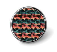 Broches rondes à imprimé hawaïen vintage pour sacs à dos, boutons de sublimation pour vêtements, chapeaux, décoration, badge rond en métal, épingle à revers pour homme, accessoire de costume