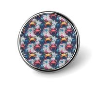 Broches rondes à motif crabe et graffiti pour sac à dos, boutons de sublimation pour vêtements, chapeaux, décoration, badge rond en métal, épingle à revers pour homme, accessoire de costume