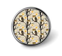 Broches rondes à motif hibou et arbre, style vintage, pour sac à dos, à sublimation, pour vêtements, chapeaux, décoration, badge rond en métal, épingle à revers, accessoire de costume pour homme