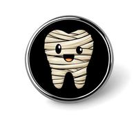 Broches rondes de 2,5 cm (1 pouce) représentant un dentiste aux dents de momie mignonnes, sur le thème de l'Halloween.