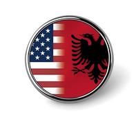 Broches rondes drapeaux des États-Unis et de l'Albanie, insignes de revers, badges commémoratifs en métal, kit pour chapeaux, chemises, vêtements, sacs et décorations.