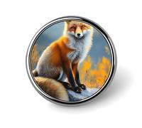 Broches rondes en métal imprimées en forme de renard, jolies décorations pour sac à dos et vêtements