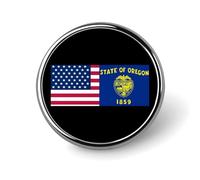 Broches rondes en métal représentant les drapeaux des États-Unis et de l'Oregon (2,5 cm) | Pins à revers pour chemise, sac à dos, veste, chapeau, manteau, sac, vêtements, bijoux, accessoires, cadeaux