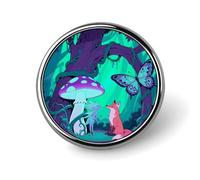 Broches rondes et mignonnes en émail holographique numérique « Renard de la Nuit Noire et Elfes », unisexes, pour vêtements, chapeaux, sacs et sacs à dos.