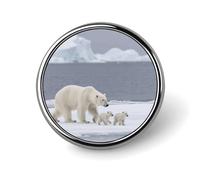 Broches rondes et mignonnes en émail, motif ours polaire, banquise et cerisier en fleurs nocturne, unisexe, pour vêtements, chapeaux, sacs et sacs à dos.