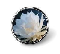 Broches rondes et mignonnes en émail représentant un lac de cratère volcanique d'épiphyllum blanc, unisexes, pour vêtements, chapeaux, sacs et sacs à dos