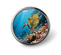 Broches rondes et mignonnes en émail représentant une fourmi argentée du Sahara, un dragon de mer feuillu flottant, en quête de nourriture. Modèle unisexe pour vêtements, chapeaux, sacs et sacs à dos.