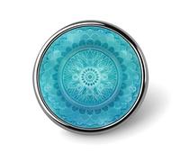 Broches rondes géométriques à fleurs bleues mandalas, boutons personnalisés, épingles à revers pour décoration de vêtements
