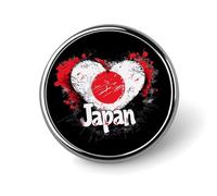 Broches rondes personnalisées avec le drapeau du Japon et le cœur, pour la décoration des vêtements