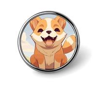Broches rondes pour robe, costume, accessoire de costume, épinglette de dessin animé Shiba Inu, broche vintage cadeau pour femme et homme souvenir, Circular, Aluminium, Alliage d'aluminium