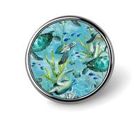 Broches rondes pour robe, costume, épinglette à revers en forme de tortue de mer, broche vintage, cadeau pour femme et homme, souvenir, Circular, Aluminium, Alliage d'aluminium