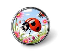 Broches rondes pour robe, costume, épinglette de dessin animé, coccinelle, fleur, vintage, cadeaux pour femmes et hommes, souvenir, Circular, Aluminium, Alliage d'aluminium