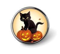 Broches rondes pour robe, costume, épinglette d'Halloween, chat noir, citrouille, broche vintage, cadeaux pour femmes et hommes, souvenir, Circular, Aluminium, Alliage d'aluminium
